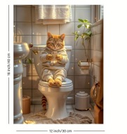 Plakat na płótnie z kotem humor WC flaming bez ramy łazienka 30x40 A3