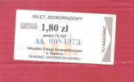 MUK ZGIERZ - BILET JEDNORAZOWY ZA 1,80 ZŁ.