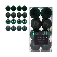 Zielone bombki choinkowe 5 cm – zestaw 16 szt. nietłukące mat/brokat/połysk