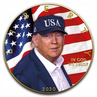 MONETA PREZYDENT USA DONALD TRUMP 1 OZ SREBRA WYKOŃCZONE 24KARATOWYM ZŁOTEM