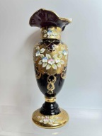 Stara BOHEMIA WAZON  ZŁOTO DUŻY PIĘKNY UNIKATOWY ręcznie malowany!!!