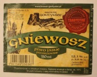 ETYKIETA - BROWAR GONTYNIEC - Chodzież GNIEWOSZ - piwo jasne pasteryzowane