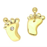 64396 Kolczyki złota stal chirurgiczna piercing stópki z cyrkoniami