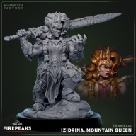 Izidrina, Mountain Queen - Firepeaks - figurka RPG DnD D&D - druk 3D 14K