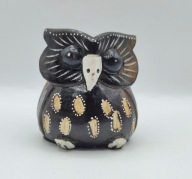 Sowa sówka - pękata - łada rzeźba z drewna malowana - kolekcjonerska