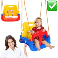 HUŚTAWKA KUBEŁKOWA DLA DZIECI OGRODOWA PLASTIKOWA Z PASAMI maks. 40kg LEWER