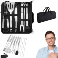 AKCESORIA DO GRILLA ZESTAW ZE STALI NIERDZEWNEJ 10w1 ETUI SZCZYPCE PRZYBORY