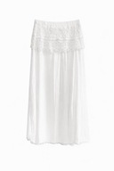 Biała boho sukienka bez ramiączek z koronką, asymetryczna, M, włoska marka