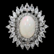 PERŚCIONEK Z DUŻYM NATURALNYM OPALEM - ROZMIAR 19