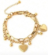 Złota Bransoletka Stal serca PREZENT WALENTYNKI dla niej