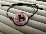 Ręcznie robiona bransoletka z żywicy – z prawdziwymi kwiatami i chihuahua