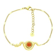 42466 Bransoletka złota stal chirurgiczna wąż żmija z cyrkonią