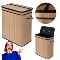 BAMBUSOWY KOSZ NA PRANIE WOLNOSTOJĄCY DUŻY POJEMNY SKŁADANY BRĄZOWY 100L