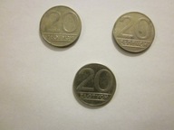 Moneta 20 zł (1989) z PRL-u - 3 sztuki