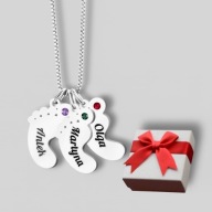 Naszyjnik trzy stópki - grawer gratis - napis - prezent