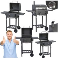 GRILL WĘGLOWY OGRODOWY MAŁY ŻELIWNY RUSZT Z POKRYWĄ KOMIN TERMOMETR