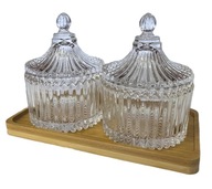 CUKIERNICA SZKLANA NA BAMBUSOWEJ PODSTAWCE 2 SZT