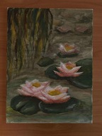 Obraz własnoręcznie malowany "Lilie Wodne"