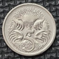 *AUSTRALIA [1917]*5 centów 1988 *Elżbieta II, Zwierzęta Mrówkojad kolczasty