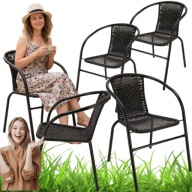 KRZESŁA OGRODOWE JUMI TECHNORATTAN CZARNE BISTRO SD-330047 – ZESTAW 2 SZTUK