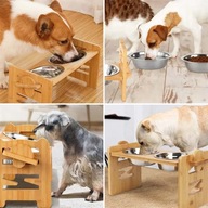 MISKI NA STOJAKU REGULOWANYM MISKA PODWÓJNA DUŻA NIECHLAPIĄCA DLA PSA 2W1