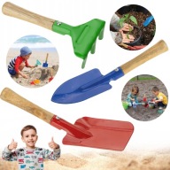 ZESTAW NARZĘDZI OGRODOWYCH DLA DZIECI DO PIASKU ŁOPATKA GRABKI SZPADEL 3SZT