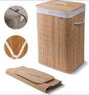 KOSZ pojemnik bambusowy na pranie bieliznę zabawki z pokrywą POJEMNIK 72L