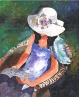 =Obraz=ZABAWA ,lato=poranek= AKRYL NA PŁÓTNIE=czytelniczka=