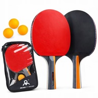 ZESTAW 2X RAKIETKI DO PING PONGA TENISA STOŁOWEGO PALETKI 3 PIŁKI POKROWIEC