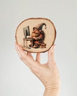 Mini obrazek z plastra brzozy - podstawka pod kubek - informatyk