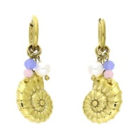 86910 Kolczyki złota stal chirurgiczna 316L muszelki koraliki