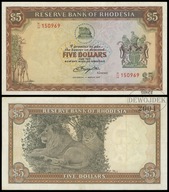 BNA - RODEZJA 5 Dollars Dolarów 1976 M/14 150969 # P36a # VF+