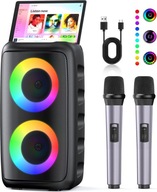 Głośnik do karaoke Bluetooth z 2 mikrofonami, głośnik imprezowy TWS USB/FM