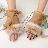 RĘKAWICZKI ocieplane zima vintage RETRO odkryte palce miteńki sznurowane