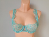 Śliczny biustonosz lazurowa koronka z fiszbiną r.S