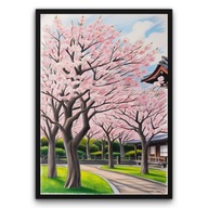 Plakat z ramą 30x40 cm Kwitnące Sakury w Parku| Pomysł na Prezent