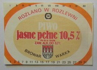 ETYKIETA PIWO JASNE PEŁNE BROWAR WARKA - ROZLEWNIA