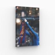Obraz na Płótnie 40x70cm Duma Barcelony Messi Piłka Nożna Sport Ikona