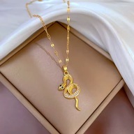 Naszyjnik damski złoty wąż z cyrkoniami stal nierdzewna CLS50