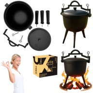 KOCIOŁEK ŻELIWNY 11L WĘGIERSKI MYŚLIWSKI NA OGNISKO PALENISKO GRILL TRÓJNÓG