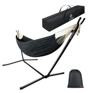 Hamak z drążkiem KESSER czarny 200 kg 220 x 150 t30