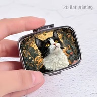 ETUI PUDEŁKO NA LEKI ,METAL ,PLASTIK KOT KAT ZIELEŃ PIĘKNE MODNE