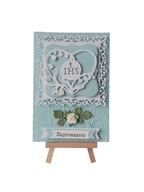 ZAPROSZENIA KOMUNIA CHŁOPIEC IHS W SERCU B6 BŁĘKIT-BIEL