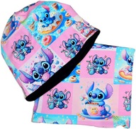 KOMPLET ZIMOWY CZAPKA + KOMIN Styl STITCH JESIENNO ZIMOWY OCIEPLANY