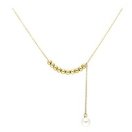 58435 Celebrytka złota stal chirurgiczna perełka kulki