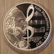 Felix Mendelsson 1 $ DOLAR 2009 TUVALU - 1 OZ 999 1 UNCJA CERTYFIKAT + ETUI