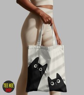 Bawełniana Torba Eko Shopper– naturalny Torba z Kotem– Humorystyczny Nadruk