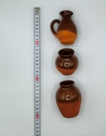 3 ceramiczne małe pojemniczki dzbanek + 2 amforki