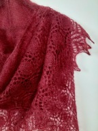 Ręcznie wykonana ekskluzywna chusta z kid moheru i jedwabiu burgund