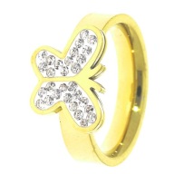 35258 Pierścionek stal chirurgiczna średnica 20 mm motyl z cyrkoniami